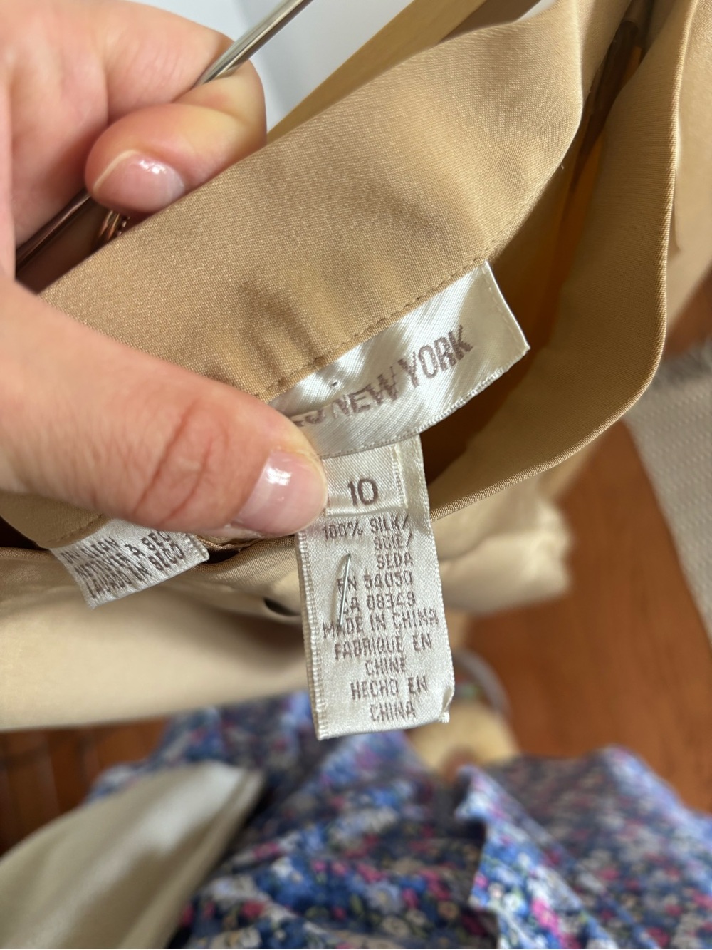 Jones New York Wide-Leg 100% silk Trousers - Camel/Tan - Picture 6 of 7